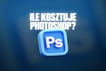 Ile kosztuje Photoshop? Ikona programu graficznego Ps na niebieskim tle.
